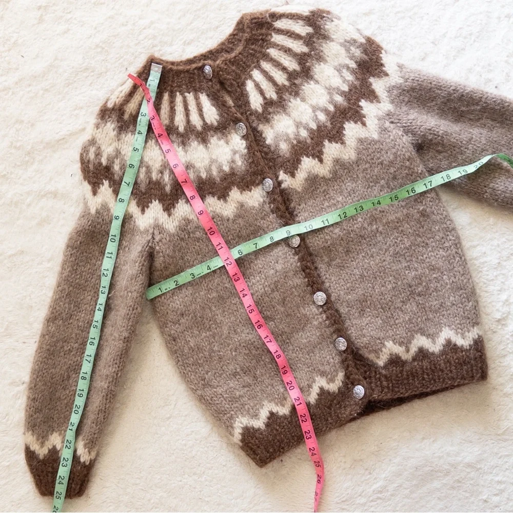 Cozy Brown and Cream Icelandic Women's Sweater - Picture 6 of 8
